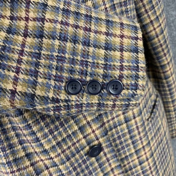 Worthington Blazer Jacket Women 12p Wool Blend 2 Button Brown Plaid Lined - Picture 4 of 10